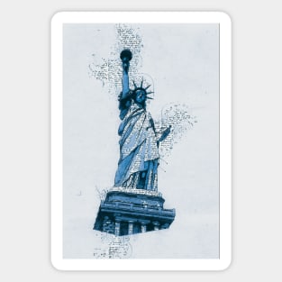 Statue of LIBERTY New York Monument Vintage Blue Art Style Magnet